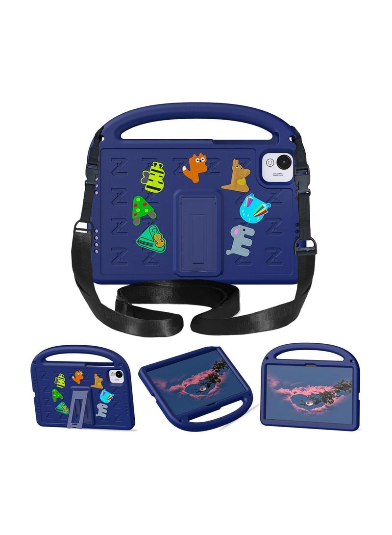 Kids Case for Honor Pad X9a 11.5 inch 2025 Tablet 【Kids Friendly】 DIY Cute Cartoon Lightweight EVA Portable Handle Stand Shockproof Cover with Shoulder Strap (Navy Blue) - Image 1